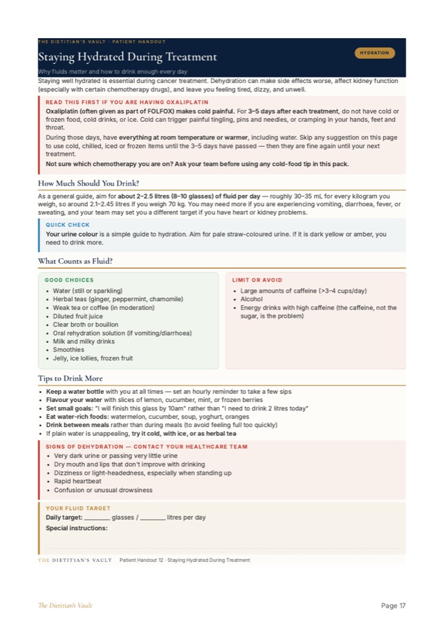 Interior page from The Oncology Nutrition Handbook