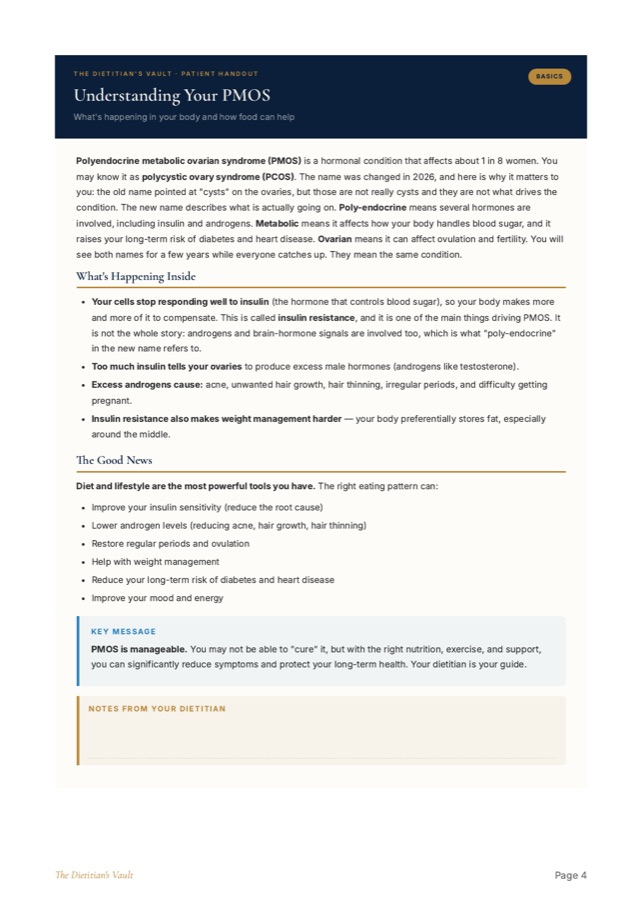 Interior page from The PMOS (previously PCOS) Nutrition Handbook
