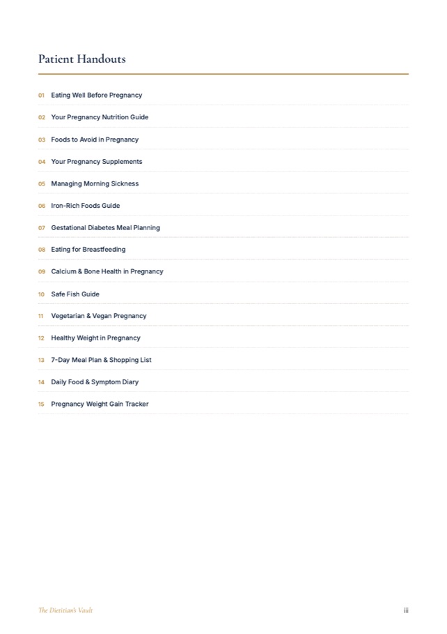 Interior page from The Prenatal & Fertility Nutrition Handbook